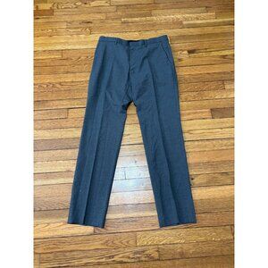 Hugo Boss Mens Dress Pants Sz 34x32 Gray Solid Wool Flat Front Trousers Slacks